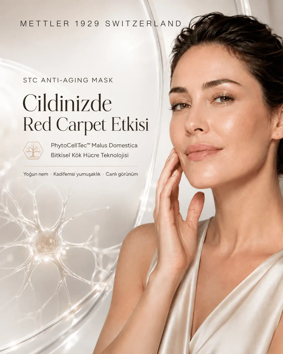 METTLER STC Anti-Aging Mask sonrası canlı, pürüzsüz ve kadifemsi cilt görünümü
