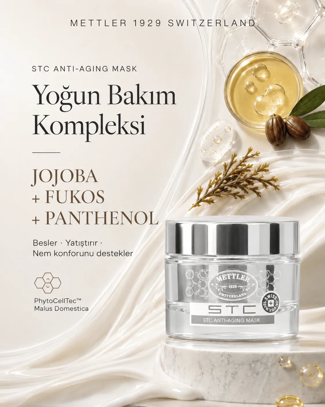 METTLER STC Anti-Aging Mask Jojoba, Fukos ve Panthenol içeren yoğun bakım formülü