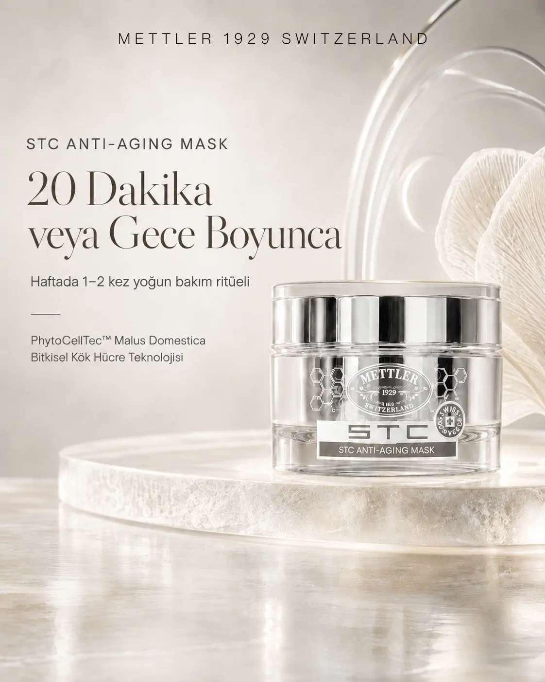 METTLER STC Anti-Aging Mask 20 dakikalık veya gece boyu yoğun bakım kullanımı